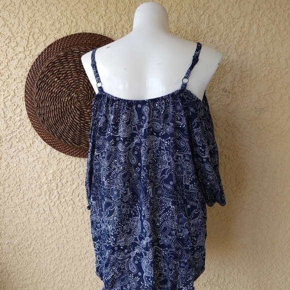 Torrid NAVY PAISLEY CHALLIS BLOUSE - Picture 7 of 9